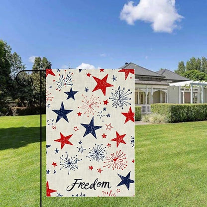 Gkyygk Patriotic Freedom Stars Garden Flag 12x18 Double Sided Banners Yard Flag Welcome Seasonal Farmhouse Yard Outside Decoration