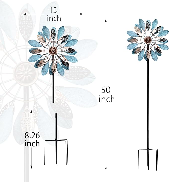 MUMTOP Decorative Metal Wind Spinner for Garden, Outdoor Patio, Lawn, Yard, Weather Resistant Kinetic Art
