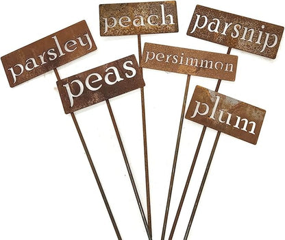 Classic Metal Garden Markers 19 Inches Tall (peppers, Naturally Rusted)