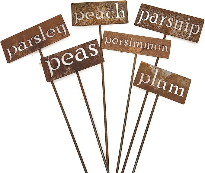 Classic Metal Garden Markers 19 Inches Tall (pineapple, Naturally Rusted)