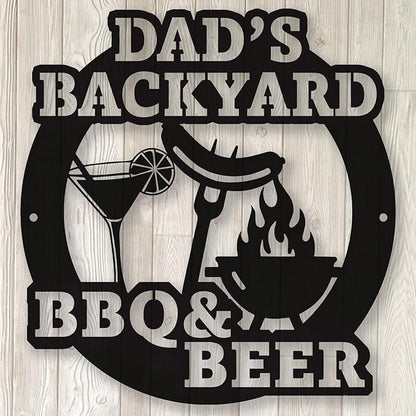 Personalized BBQ Bar Sign - Custom Metal Grill Sign for Outdoor Kitchen - Barbecue Hanging Decoration - Father's Day, Housewarming Gift for Dad, Husband, Grandpa