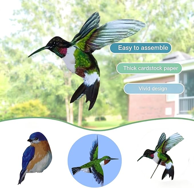 24PCS Bird Garden Stakes Decoration, 2D Flat Vibrant Bird Yard Decoration, Durable Weather Resistant Spring Garden Decorations for Crafts Outdoor Wall Patio Plant Yard Decor