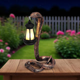 Solar Lantern Outdoor Snake Statues Garden Decoration, Yard Art Lawn Decor for Porch, Patio, Balcony, Housewarming Gifts for Birthday, Father's Day, Halloween (Brass Color)