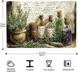 Cafemira Metal Signs,Vintage Collage of Herbs & Apothecary Jars,Charm tin sign Art Wall Decor,For Living Room,office,studio,cafe,Garden,Yard,Patio,unique artistic plaque poster,8x12 Inch