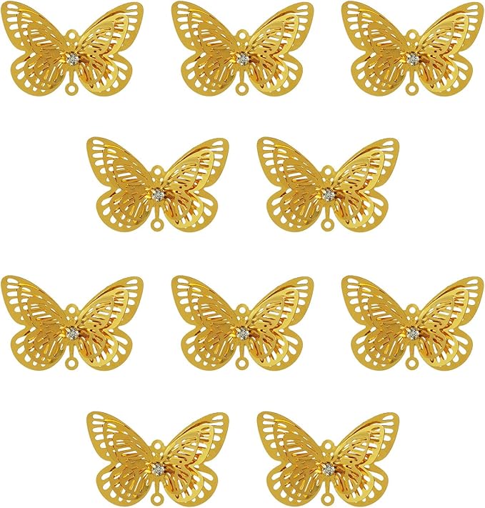 10pcs Gold Butterfly Hanging Suncatcher Parts Window Pendant DIY Metal Part Ornament Parts Gifts