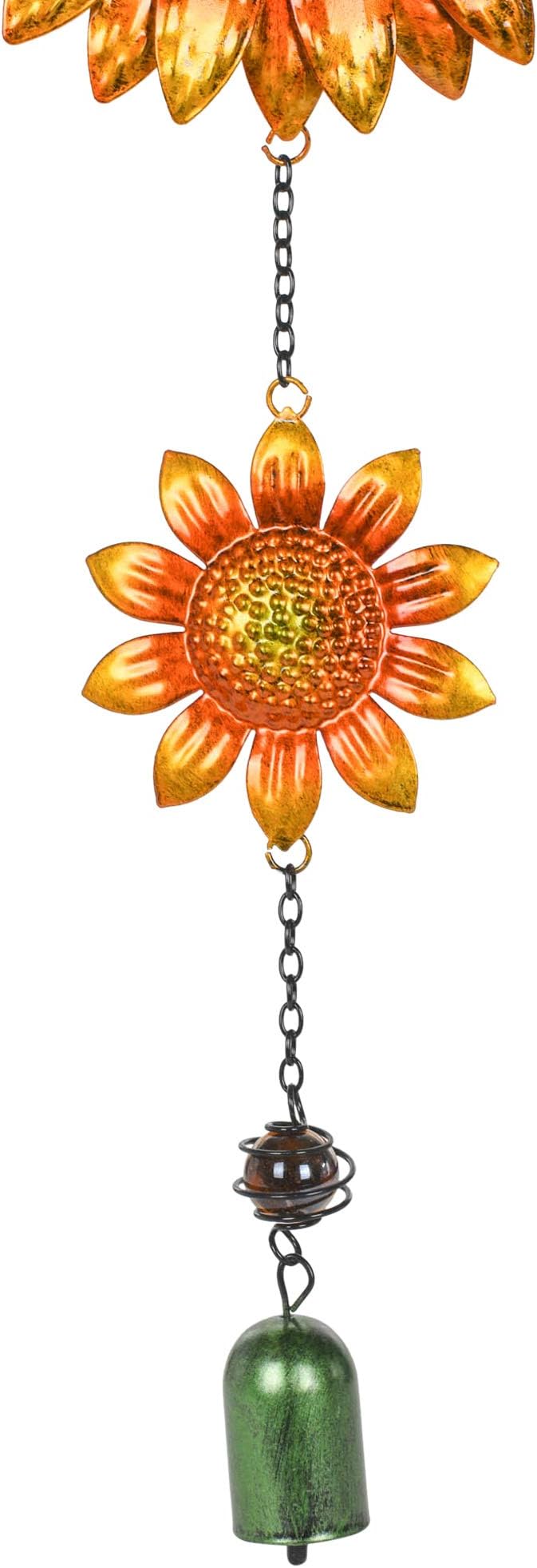 Sunset Vista Designs 14166 Hanging Decoration Garden Bell, Warm Orange and Golden Yellow with Amber 26.5 x 7.5