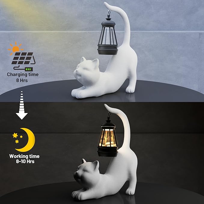 Elephant/Cat Sculpture Lantern Decor - Outdoor Lanterns&Indoor Statue Decorations for Garden,Yard,Porch,Home,Balcony - Gifts for Birthdays,Christmas,Children,Friends,Family,Mom,Women (W - Tail)