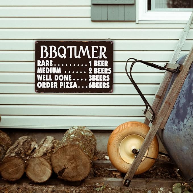 Funny Kitchen Signs Retro BBQ Timer Tin Sign Vintage Grilling Metal Signs For Outdoor Wall Decor Backyard Bar Signs Patio Barbecue Sign