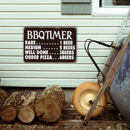 Funny Kitchen Signs Retro BBQ Timer Tin Sign Vintage Grilling Metal Signs For Outdoor Wall Decor Backyard Bar Signs Patio Barbecue Sign