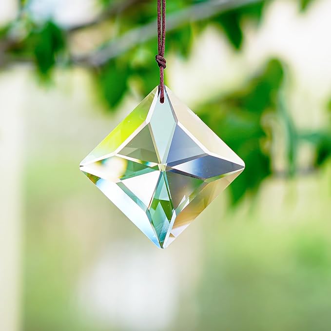 50mm Hanging Faceted Crystals Suncatcher Ornament Window Prisms Rainbow Maker Chandelier Crystal Pendant(Square)
