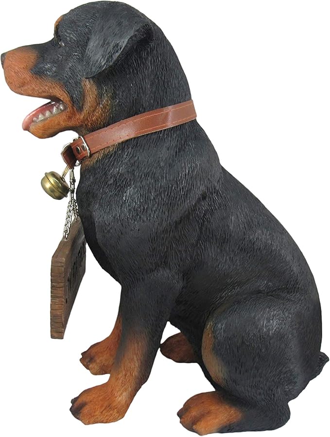 Guardian of Love - Buddy Rottweiler Welcome Statue with Reversible Sign, Decorative Dog Figurine for Indoor or Outdoor Use, Ideal for Garden, Patio, Entryway, Porch, and Dog Lover Home Decor