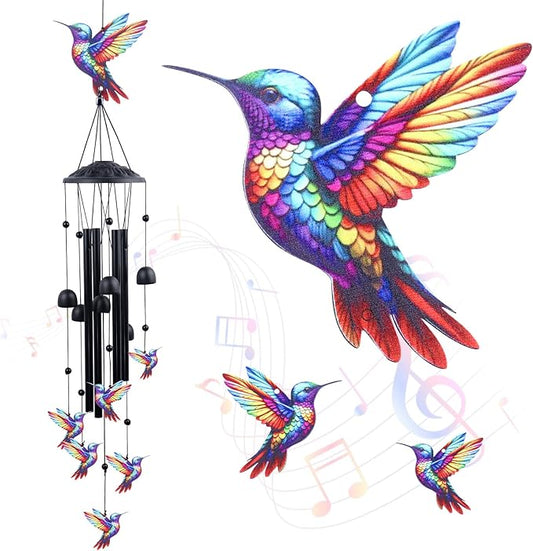 Hummingbird Wind Chimes for Outside, 35" Memorial Wind Chimes for Loss of Loved One, Sympathy Bereavement Gift for Mother Father Husband