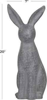 Deco 79 Polystone Rabbit Decorative Garden Sculpture Indoor Outdoor Garden Statue, Outdoor Sculpture 7" x 8" x 20", Gray