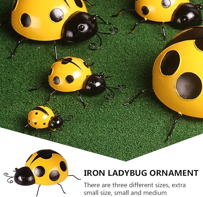 TOYANDONA 3pcs Simulated Ladybug Decorations Outdoor Iron Art Adornments Extra for Garden Lawn and Vibrant Ladybug Ornaments for Backyard and Landscape