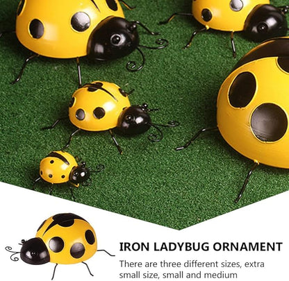 TOYANDONA 3pcs Simulated Ladybug Decorations Outdoor Iron Art Adornments Extra for Garden Lawn and Vibrant Ladybug Ornaments for Backyard and Landscape