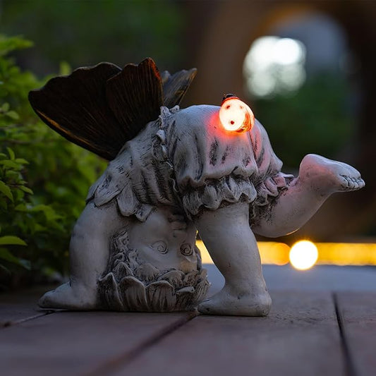 Suyorpe Fairies for Fairy Garden Solar Decor - Fairy Figurines Resin Outdoor Statues Ornaments with Light up Ladybug for Patio,Lawn,Yard,Porch,Outside Angel Gifts