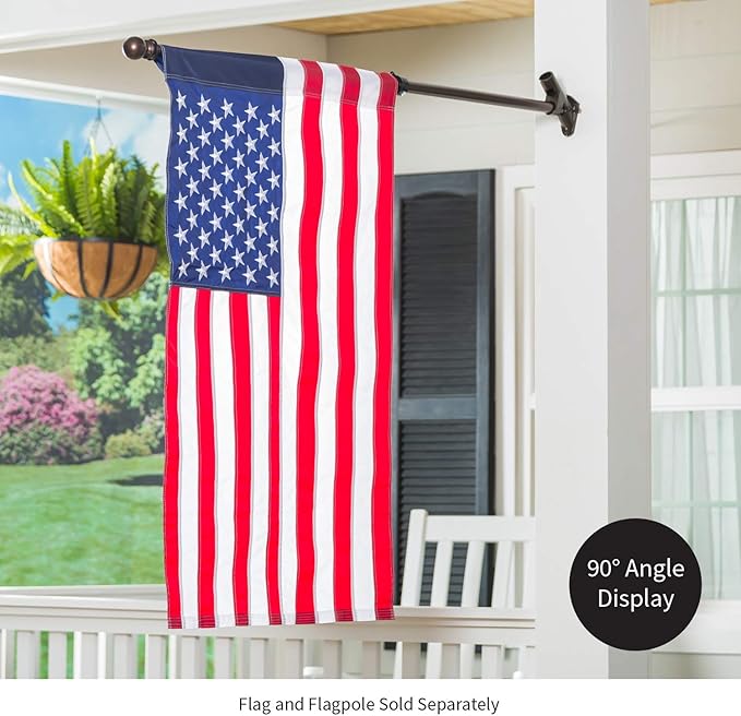 Evergreen Flag Bracket Two-Position 45 and 90 Degree | Cast Iron | Bronze| Hardware Incl | Outdoor Home | Residential or Commercial | Pole - Not Included