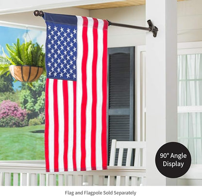 Evergreen Flag Bracket Two-Position 45 and 90 Degree | Cast Iron | Bronze| Hardware Incl | Outdoor Home | Residential or Commercial | Pole - Not Included
