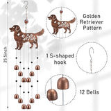 Cinnvoice 24 Inch Metal Wind Chimes Decor for Outside Garden Birthday Gift for Women Men Bronze Windchimes Pet Memorial Gift with 12 Bell for Patio Yard Lawn Housewarming Front Yard(Golden Retriever)