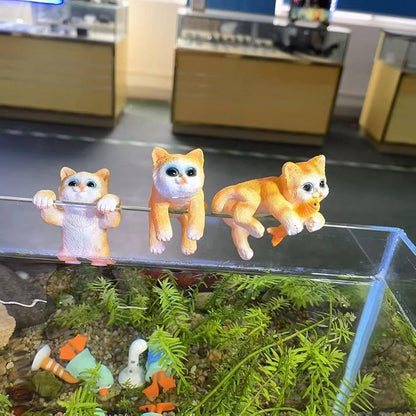 3 Pcs Resin Hanging Cat Figurines Planter Pot Hanger Miniature Fairy Garden Terrarium Edge Decor Flower Pot and Vase Hugger Hanging Animals Ornaments for Patio, Yard, Balcony