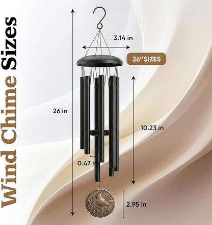 Wind Chimes for Outside – 26" Cardinal Wind Chime, Deep-Tone Tuned Aluminum, Vintage Bronze Pendant, Weather-Resistant Outdoor Garden Patio Yard Decor, Adjustable Striker, Memorial & Sympathy Gift