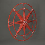 Zeckos 20-Inch Diameter Coral Orange Finish Metal Nautical Compass Rose Wall Hanging - Rustic Navigational Decorative Accent for Indoor and Outdoor Decor Spaces