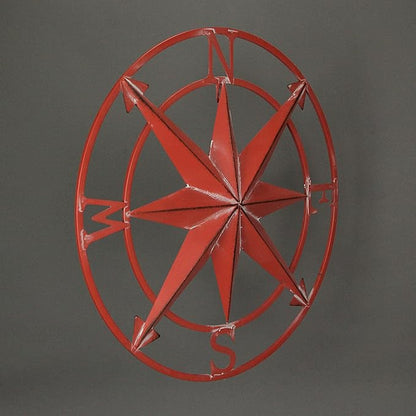 Zeckos 20-Inch Diameter Coral Orange Finish Metal Nautical Compass Rose Wall Hanging - Rustic Navigational Decorative Accent for Indoor and Outdoor Decor Spaces