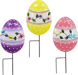 3 Pcs Easter Decorations Outdoor Metal Easter Eggs Yard Signs Decorative Garden Stakes Eggs Lawn Decorations Yard Decor for Spring Ornament Lawn Pathway Garde