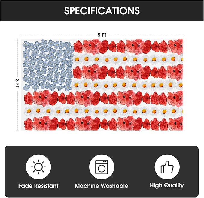 AVOIN colorlife Myosotis Poppy Memorial Day House Flag 3x5 FT Double Sided Outside, Patriotic American Flag Yard Outdoor Decoration