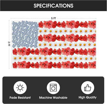 AVOIN colorlife Myosotis Poppy Memorial Day House Flag 3x5 FT Double Sided Outside, Patriotic American Flag Yard Outdoor Decoration