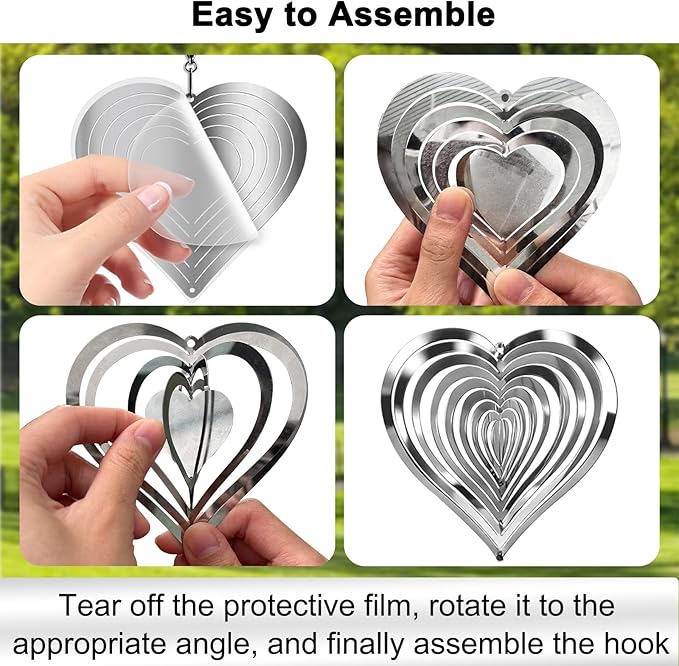 CHONOVO Stainless Steel Reflective Device, Round Bird Devices Set Highly Reflective 3D Wind Spinners Outdoor Garden Decor for Outside Window Roof Yard Orchards 12 Discs 4 Pcs