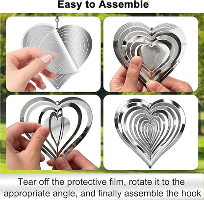 CHONOVO Stainless Steel Reflective Device, Round Bird Devices Set Highly Reflective 3D Wind Spinners Outdoor Garden Decor for Outside Window Roof Yard Orchards 12 Discs 4 Pcs