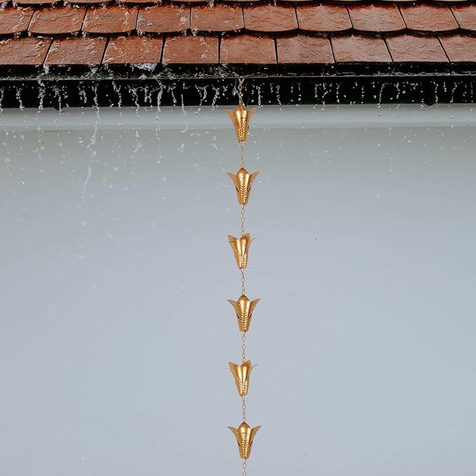 TZSSP Rain Chains Decorative Rain Chain Bell with 12 Cups, Rain Chain for Home Garden Patio Outdoor Decor,8-1/2 Length,102 Inch
