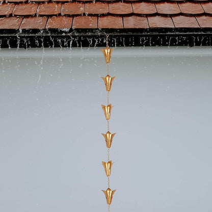 TZSSP Rain Chains Decorative Rain Chain Bell with 12 Cups, Rain Chain for Home Garden Patio Outdoor Decor,8-1/2 Length,102 Inch