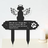 Rngmsi Dog Cemetery Decorations for Grave - Grave Garden Metal Decorations Memorial Dog Angel Wings Stakes Plaque Waterproof Black Grave Decoration Sympathy Garden Stake Markers Dog Grave Decor