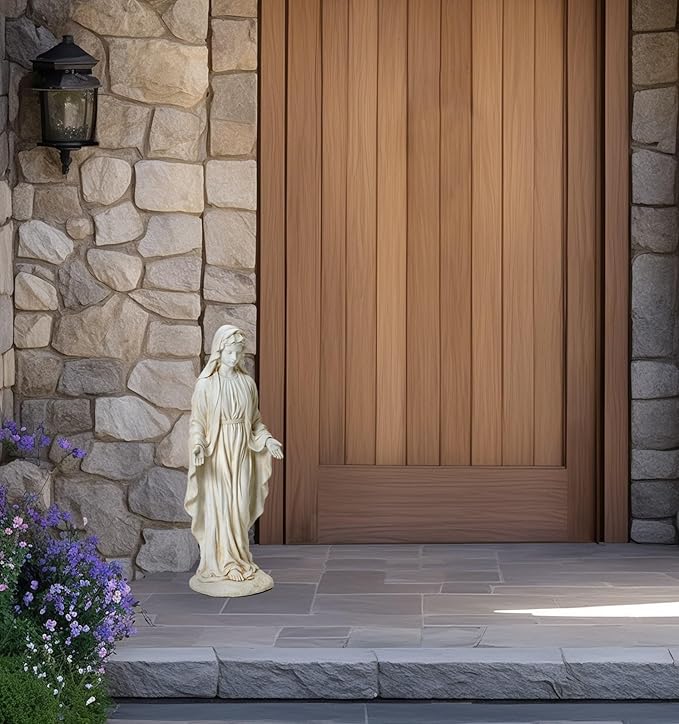 LuxenHome Virgin Mary Statue Outdoor, 30'' Religious Garden Statue, Blessed Mother Outdoor Statue, Virgen De Guadalupe Statues, Large Outdoor Garden Statues, Sculptures Decorations Home Yard Patio