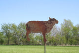 Pets and Farm Animals Metal Garden Landscape Stake (9" Wide Sheep on Stake, Naturally Rusted)