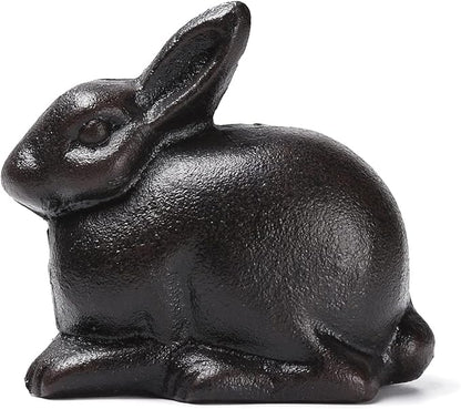 BRASSTAR Cast Iron Sitting Rabbit Statue Outdoor Garden Patio Yard Indoor Home Animal Figurine Decorative 4.4''(H) TQGJPT307