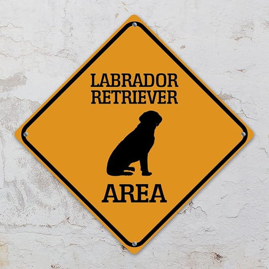 Labrador Retriever Crossing Xing Sign Beware of Dog Metal Sign Labrador Retriever Warning Sign Crossing Zone Sign for Farm Yard Front Door Indoor Outdoor Street Sign 12x12in