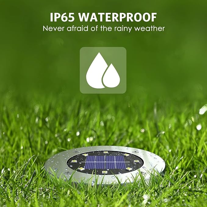 OULONGER Solar Lights Outdoor Waterproof, 12 Pack Solar Ground Lights with Large Capacity Battery, High Efficiency Solar Powered Lights for Outdoor Garden, Patio, Pathway and Yard (Warm Light)
