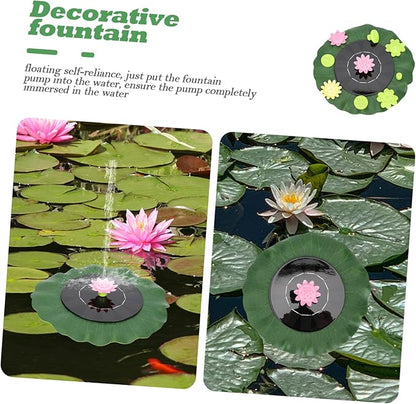MERRYHAPY Solar-powered Floating Fountain with Nozzles for Ponds and Gardens Durable Lotus-leaf Design for Summer Outdoor Decor