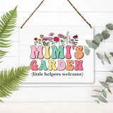 Mimi's Garden Wooden Sign Decor, Indoor Decoration Hanging Signs 8x10 Inches, Outdoor Garden Decor Yard Wall Hanging Decor Sign, Mothers Day Gifts Birthday Gifts for Mom Grandma