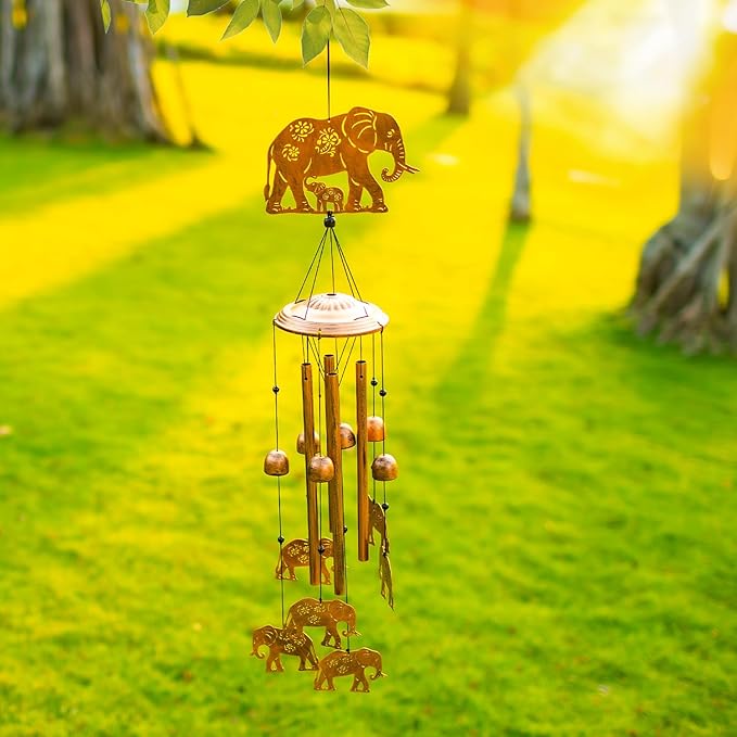 Elephant Wind Chimes for Outside,Elephant Gifts for Women Men/Memorial/House Warming Gift/Birthday Gifts Metal windchimes Outdoors/Indoors,Garden Decor,Patio,Home,Porch,Yard Decorations