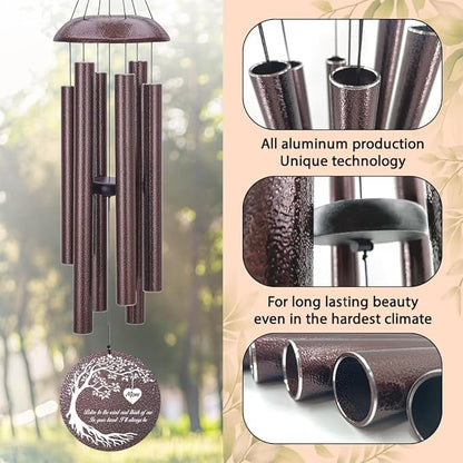 Personalized Memorial Wind Chime, Metal Wind Chime Deep Tone, Wind Chimes for Loss of Loved One, Sympathy Gift Loss of Mom Dad or Loved One, Decorative Wind Chimes Outdoor, Product in USA