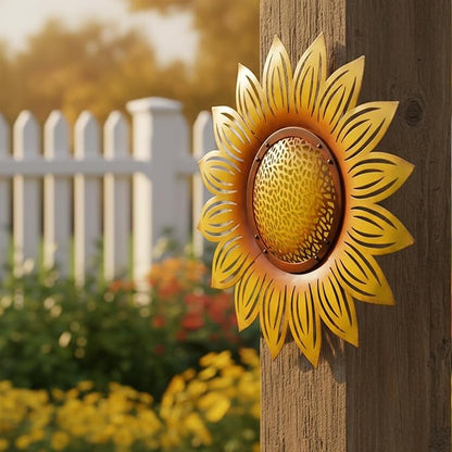 JJALIGHTS Metal Sunflower Decor Outdoor Wall Art -23 Inch Larger Size Metal Flower Wall Decor for Patio Garden Fence Home Bedroom Living Room Kitchen Bathroom, Thoughtful Gift, Housewarming Gift