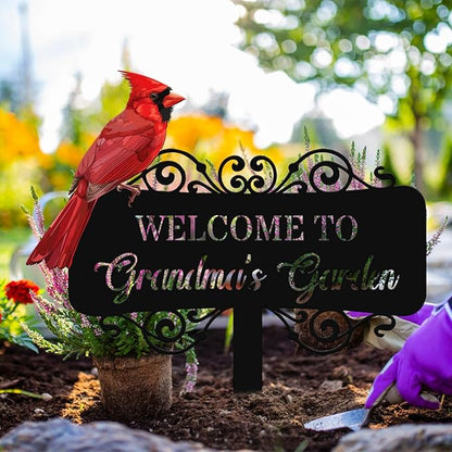 Personalized Metal Garden Signs, Custom Name Yard Stake Sign for House Outdoor Outside Decorative, Lawn Patio Decorations Gardening Enthusiasts Grandmothers Gift 12/14/16/24/30/36inch