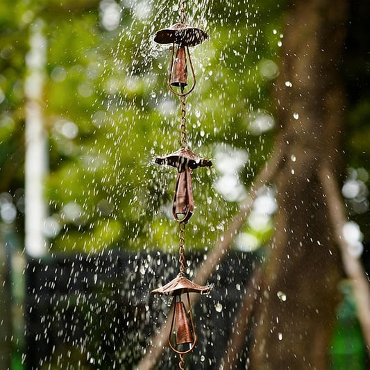 Rain Chain Home Decor for Gutters – 4.25 ft Black Decorative Rainchain Outdoor Durable Heavy Duty Gutter Chain Downspout, Modern Rainchains for Outside (Mushroom)
