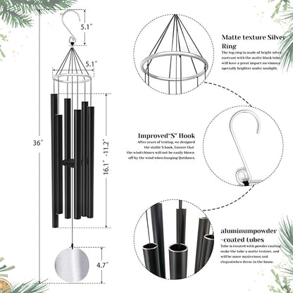 ASTARIN 36in Memorial Wind Chimes, Christmas Wind Chimes for Outdoors,Soothing Tone for Garden Hanging Decor Sympathy Gifts
