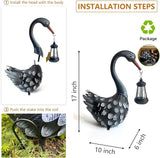 HONGLAND Black Swan Solar Garden Statue Outdoor Decor Bird Decor Lawn Ornament for Backyard Patio Porch Poolside