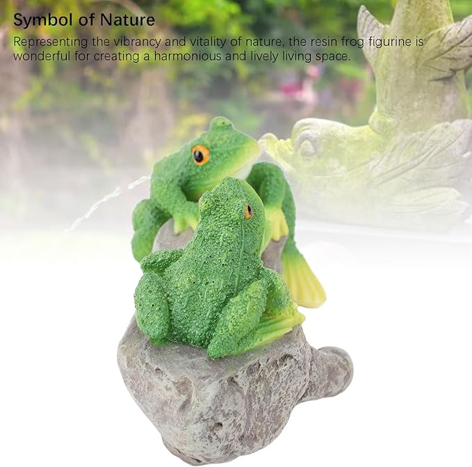 Pissente Frog Statue Garden Decor, Resin Weatherproof Outdoor Figurine, Lawn Ornament for Indoor Outdoor Patio Yard, 1 Pair, Frogs On The Stone